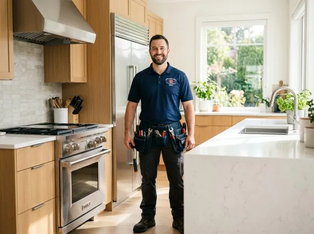 Appliance Repair Hero technician in a Arden, NC kitchen after an appliance repair